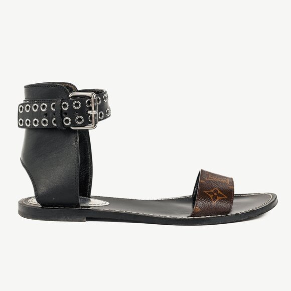 Louis Vuitton Passenger Monogram Calfskin Flat Sandals - Picture 1 of 10